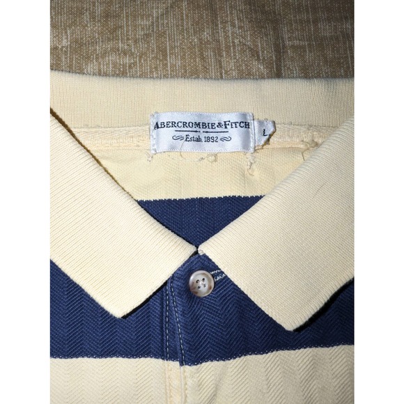 Abercrombie & Fitch Other - Abercrombie & Fitch Men's Blue/Beige Striped Rugby Polo Size Large